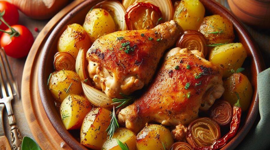 Coxa de Frango Assada Com Batata